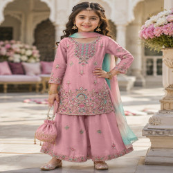 Girls Premium Embroidered Sharara Palazzo Set